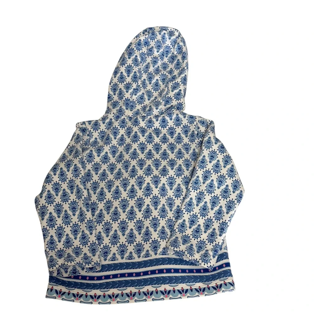 Carters Baby Girl Blue White Damask Print Zip Up Peplum Hoodie Jacket 18 Months